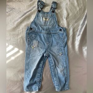 OshKosh B'gosh Light Blue Kids Overalls with Floral Embroidery